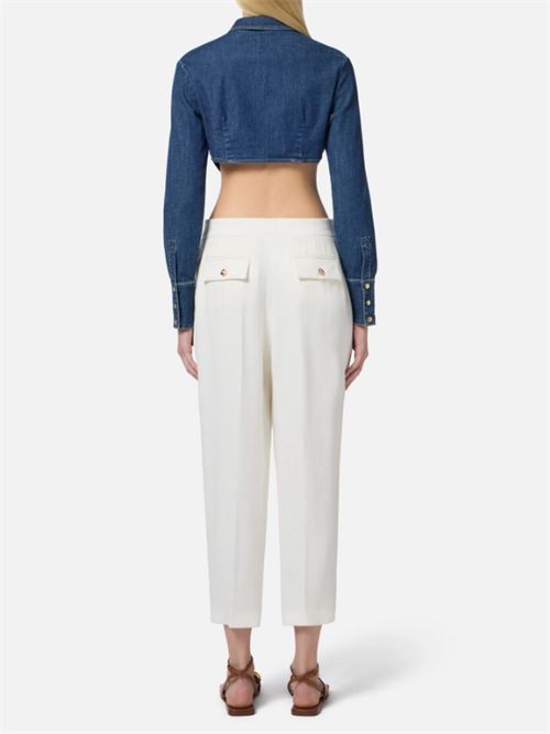 CROPPED SHIRT WITH LOGO DETAILS ELISABETTA FRANCHI | CJ34D51E2104 blue denim